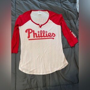 VS PINK -Red and White MLB Phillies Baseball Tee